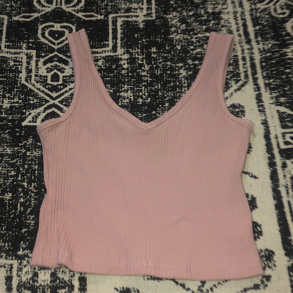 Zaful Dusty Pink V-Neck Crop Top